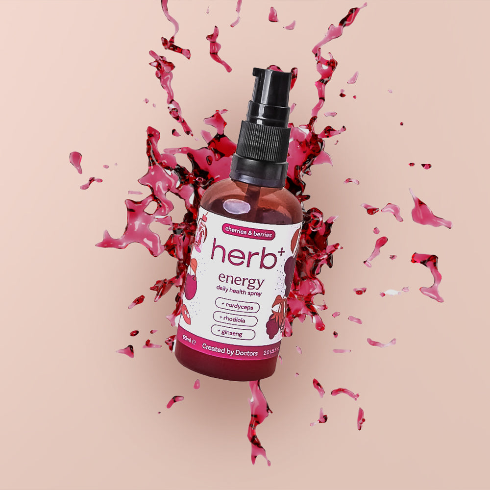 herb+ energy spray <br> cherries & berries <br>  2x 60ml <br> 1 month supply