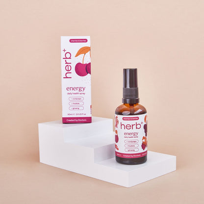 herb+ energy spray <br> cherries & berries <br>  2x 60ml <br> 1 month supply